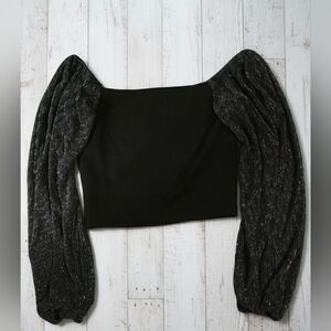 Black Top with Sheer Sleeves